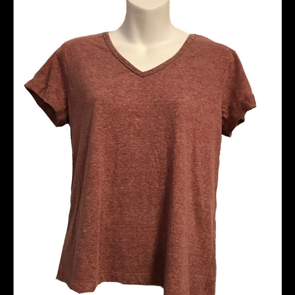 Democracy Burgundy Beaded Short Sleeve Top - Picture 9 of 9